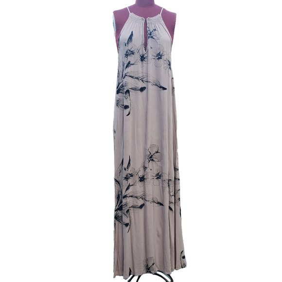 Stillwater Maxi Dress Dusty Pink Floral Halter Side Slits Small - Picture 1 of 8